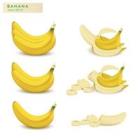 conjunto de banana fruta realista vetor