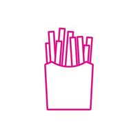 ícone de batatas fritas de fast food de vetor rosa eps10 isolado no fundo branco. batatas fritas fritas em um símbolo de pacote em um estilo moderno simples e moderno para o design do seu site, logotipo e aplicativo móvel