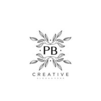 pb carta inicial flor logotipo modelo vetor arte vetorial premium