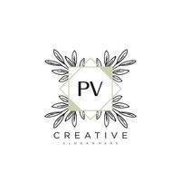 vetor de modelo de logotipo de flor de letra inicial pv arte vetorial premium
