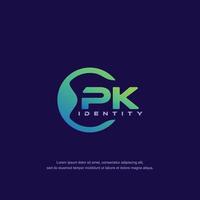 vetor de modelo de logotipo de linha circular de letra inicial pk com mistura de cores gradientes