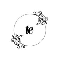 inicial te logotipo monograma carta elegância feminina vetor