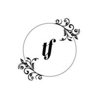 inicial tf logotipo monograma letra elegância feminina vetor