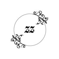 inicial zz logotipo monograma letra elegância feminina vetor