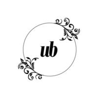 inicial ub logotipo monograma carta elegância feminina vetor