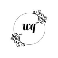 inicial wq logotipo monograma letra elegância feminina vetor