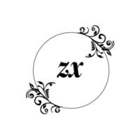 inicial zx logotipo monograma letra elegância feminina vetor