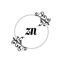 inicial zn logotipo monograma letra elegância feminina vetor