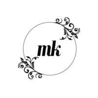 inicial mk logotipo monograma letra elegância feminina vetor