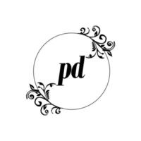 inicial pd logotipo monograma letra elegância feminina vetor