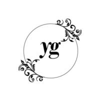 inicial yg logotipo monograma letra elegância feminina vetor