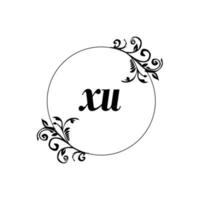 inicial xu logotipo monograma carta elegância feminina vetor
