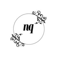 inicial nq logotipo monograma letra elegância feminina vetor