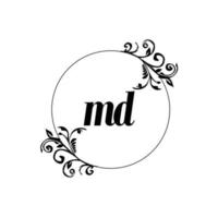 inicial md logotipo monograma letra elegância feminina vetor