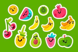 pacote kawaii de frutas tropicais vetor