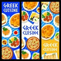 bandeiras de vetor de comida de restaurante de cozinha grega