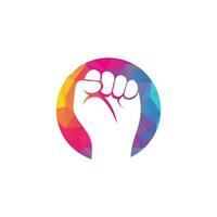 logotipo do poder da mão do punho. protesto punho forte levantou o logotipo da luta vetor