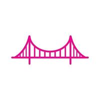 eps10 ícone de arte de linha ponte Golden Gate vector rosa isolado no fundo branco. símbolo de contorno de ponte suspensa em um estilo moderno simples e moderno para o design do seu site, logotipo e aplicativo móvel