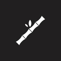 eps10 bambu de vetor branco com folhas abstratas ícone de arte sólida isolado no fundo preto. símbolo da árvore de bambu em um estilo moderno simples e moderno para o design do seu site, logotipo e aplicativo móvel