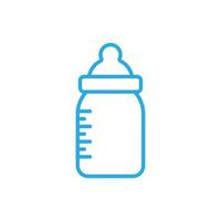 eps10 azul vetor leite mamadeira linha arte ícone isolado no fundo branco. símbolo de contorno de garrafa de leite de bebê em um estilo moderno simples e moderno para o design do seu site, logotipo e aplicativo móvel