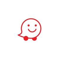 eps10 vector vermelho sorrindo waze linha abstrata ícone de arte isolado no fundo branco. símbolo de contorno de GPS de localização em um estilo moderno simples e moderno para o design do seu site, logotipo e aplicativo móvel