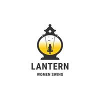 modelo de design de logotipo de balanço de menina lanterna vetor plana