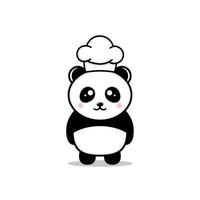 panda bonito vestindo um mascote de design de chapéu de chef kawaii vetor