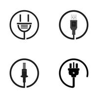 design plano de vetor de logotipo de ícone de plug-in elétrico