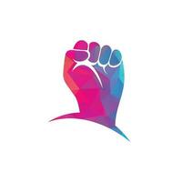 logotipo do poder da mão do punho. protesto punho forte levantou o logotipo da luta vetor