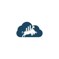 design de logotipo de conceito de forma de nuvem de touro financeiro. gráfico de touro comercial, logotipo de finanças. ícone do logotipo da produtividade do negócio da barra do gráfico de finanças da economia. vetor