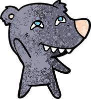 urso bonito dos desenhos animados de textura grunge retrô vetor