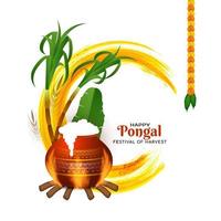 desenho de fundo de saudação de feliz festival pongal indiano tradicional vetor