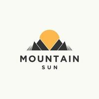 ilustração em vetor modelo de design de ícone de logotipo de sol de montanha