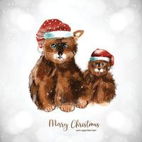 feliz natal e feliz ano novo cartão de saudação cães bonitos fundo vetor