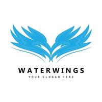 logotipo de onda de água, vetor de elemento de terra, estilo de design de logotipo de asas de água, ícone de marca, adesivo