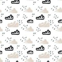 chuva de nuvem de padrão abstrato ingênuo. papel de parede pastel escandinavo do chá de bebê. design de tecido têxtil para crianças. papel de fundo neutro de vetor boêmio plano