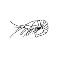 camarão de vetor isolado no fundo branco. ilustração de doodle de contorno desenhado à mão oceano ou animal subaquático
