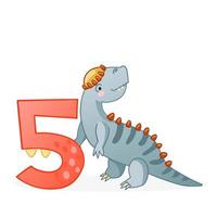 números de desenhos animados de dinossauros fofos. vetor