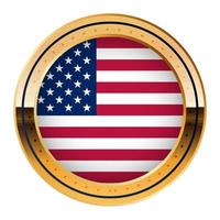 emblema da bandeira da américa, modelo de medalha de ouro, bandeira da copa do mundo, terceiro ícone inferior vetor