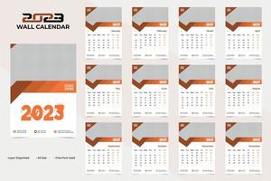 2023 design de modelo de calendário de parede abstrato de ano novo vetor