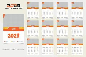 modelo de design de calendário de parede de ano novo 2023 limpo e colorido vetor