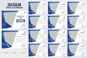 design de modelo de calendário de mesa de ano novo 2023 moderno e abstrato vetor