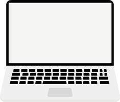 ícone plana de laptop em fundo branco. laptop de computador com tela vazia em branco. pc com sinal de exibição vazio. estilo plano. vetor