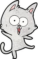 gato bonito dos desenhos animados de textura grunge retrô vetor