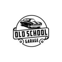 vetor de logotipo de garagem da velha escola de carro clássico