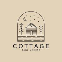 logotipo, ícone e símbolo da arte da linha cottage, design de ilustração vetorial vetor