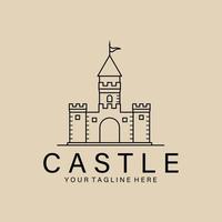 logotipo, ícone e símbolo da arte da linha do castelo, design de ilustração vetorial vetor