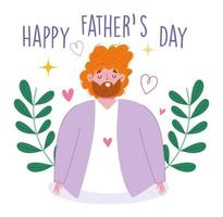 cartão do dia dos pais com pai e corações vetor