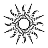 sol preto e branco. um linart e uma gravura de uma estrela. tatuagem no estilo dos anos 2000. esboço ou rabisco da rosa dos ventos vetor