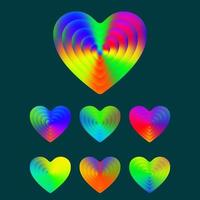 conjunto de corações de textura gradiente colorida vetor